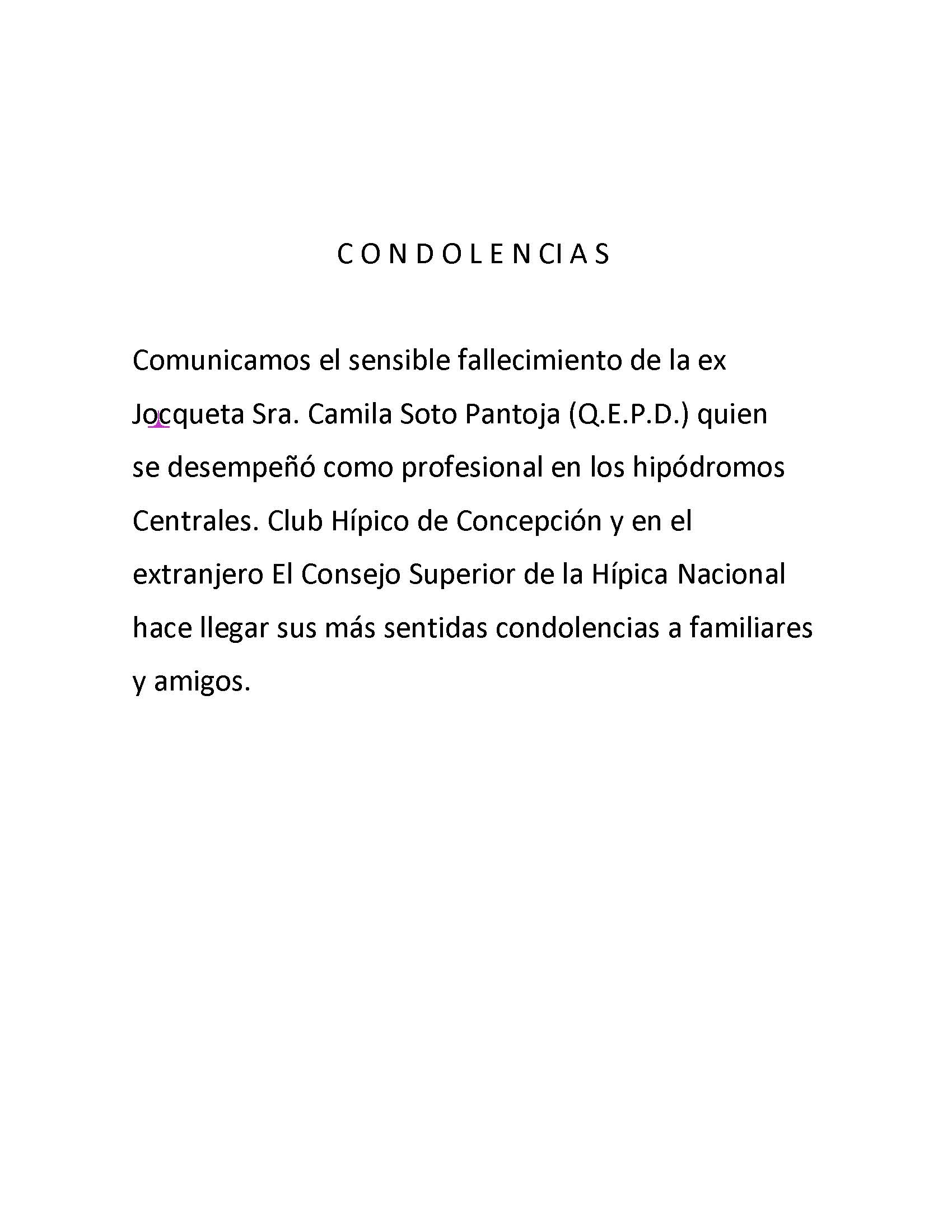 Condolencias